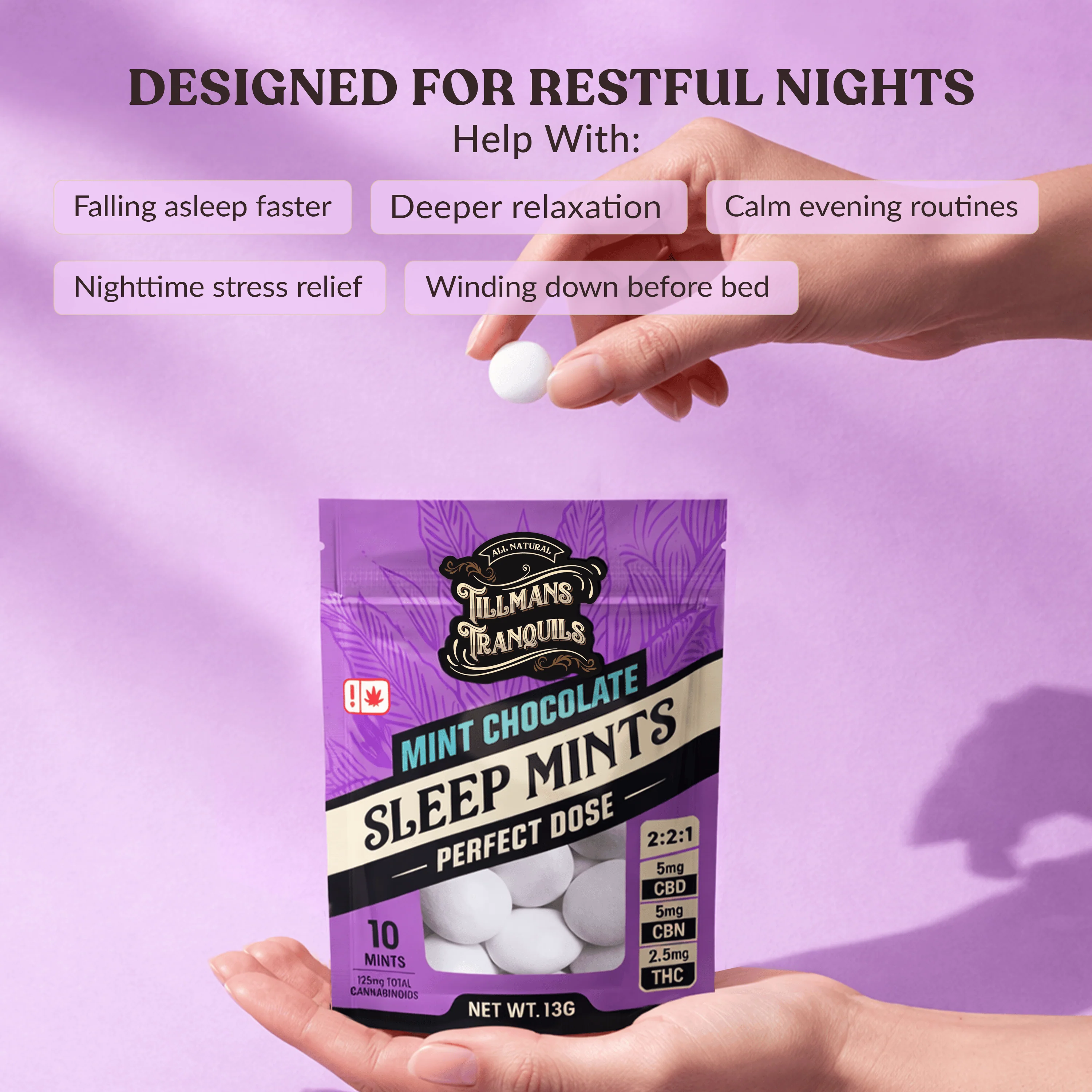 Mint Chocolate Sleep THC Mints - CBD + CBN + Delta 9 THC - Image 4