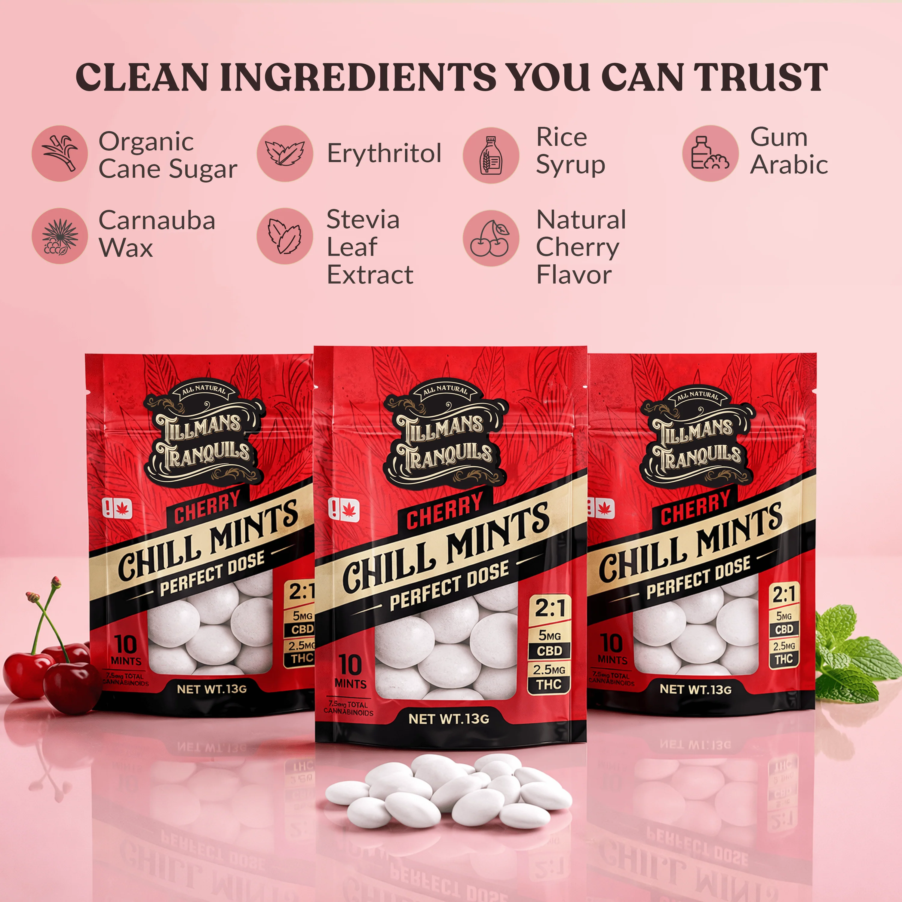 Cherry Chill THC Mints - 2.5mg Delta 9 + 5mg CBD - Image 3