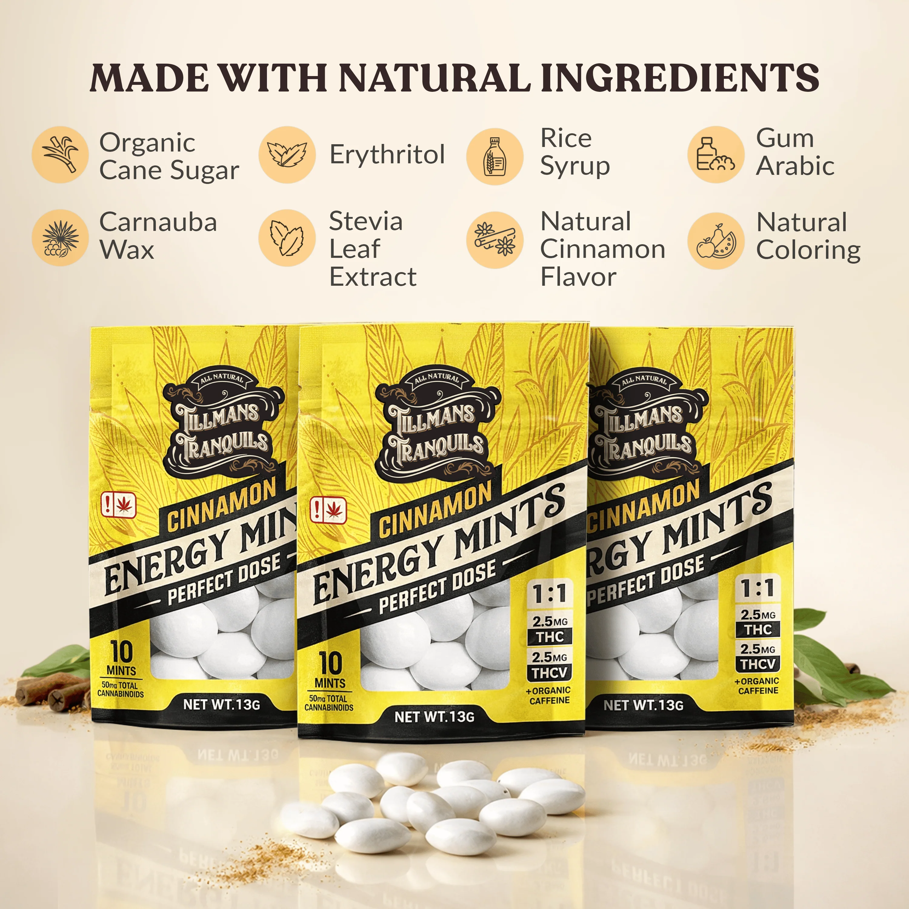 Cinnamon Energy THC Mints - THCV + Caffeine for Focus - Image 4