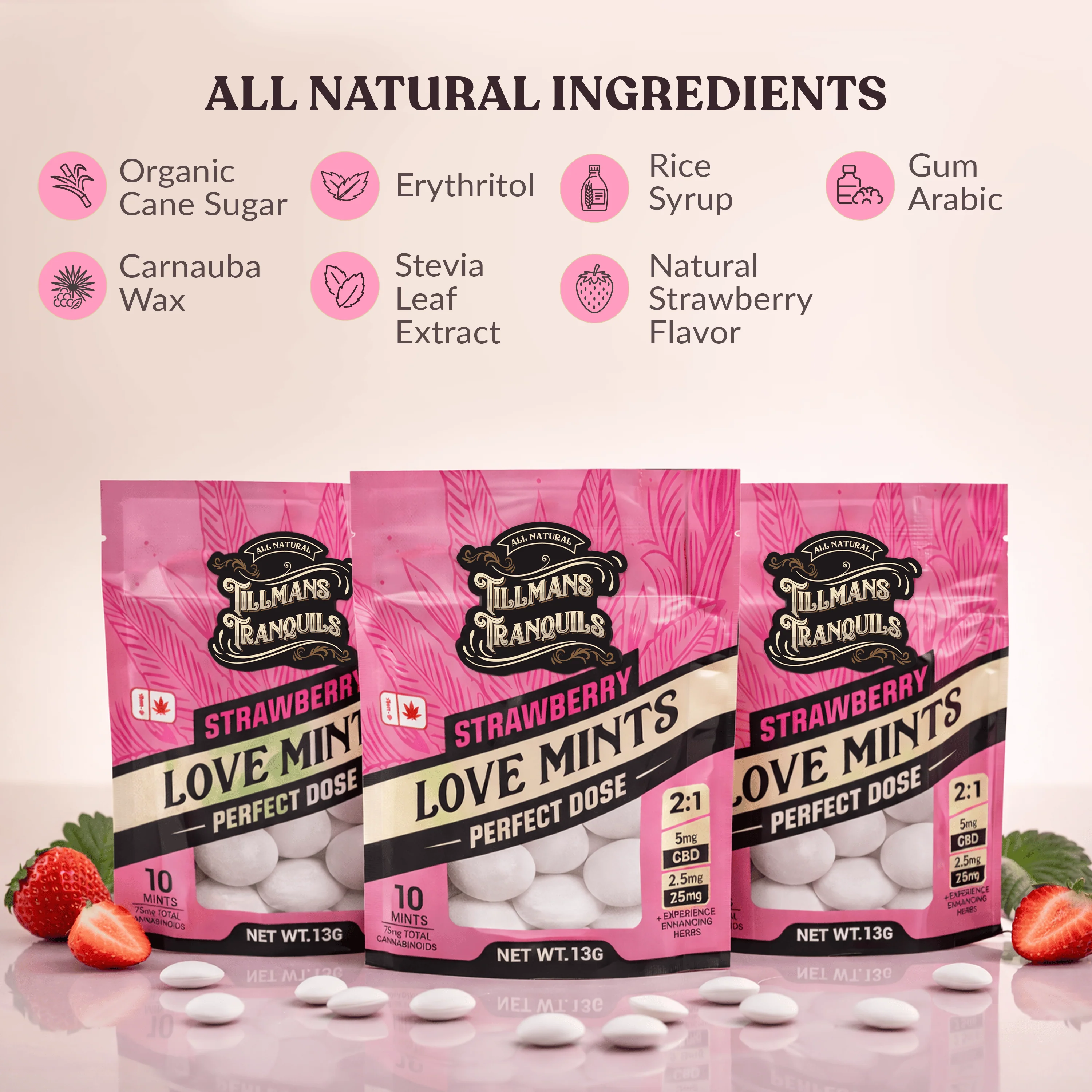 Strawberry Love THC Mints - Delta 9 + CBD for Intimacy & Connection - Image 5