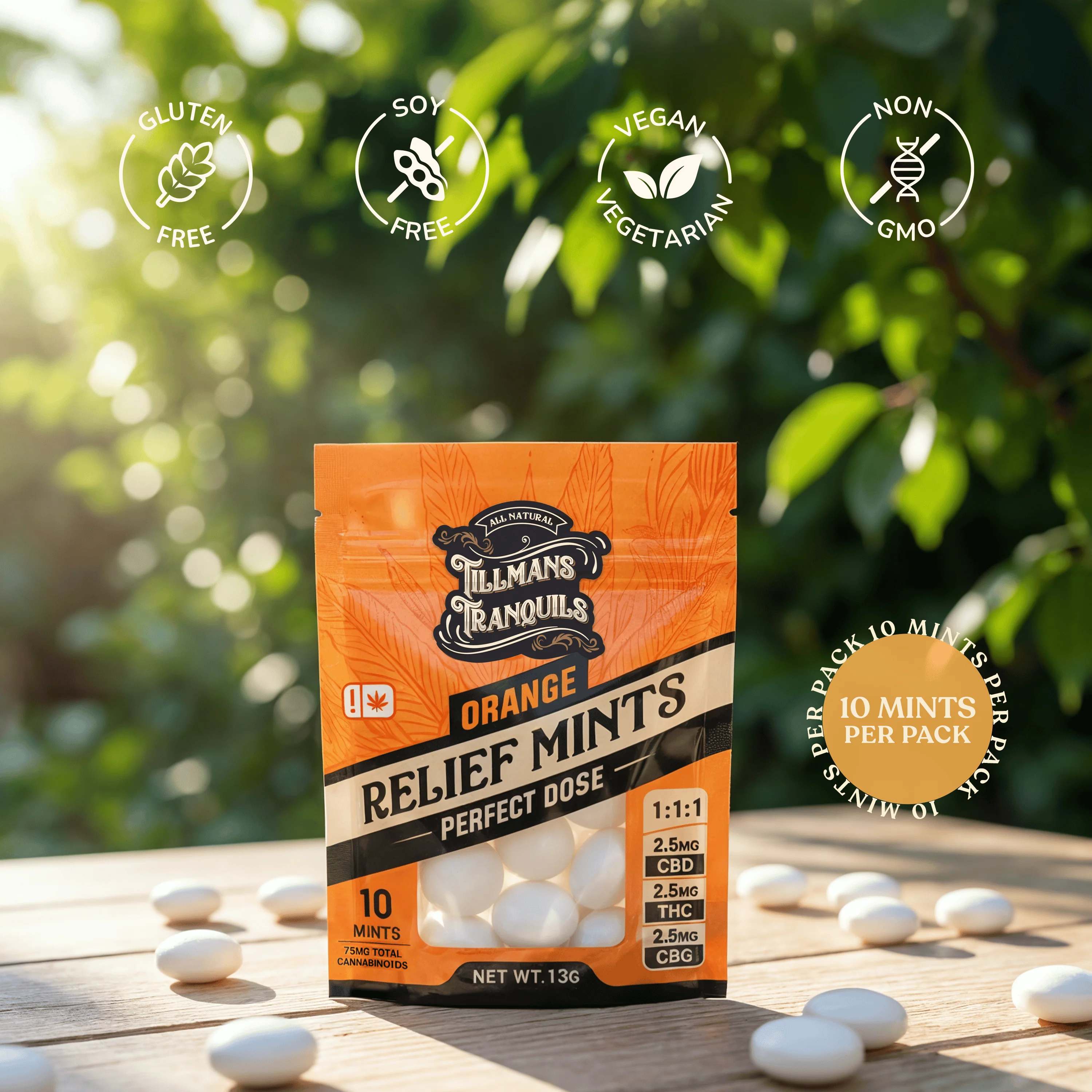 Orange Relief THC Mints - 15mg CBD + 15mg CBG + 2.5mg THC - Image 4