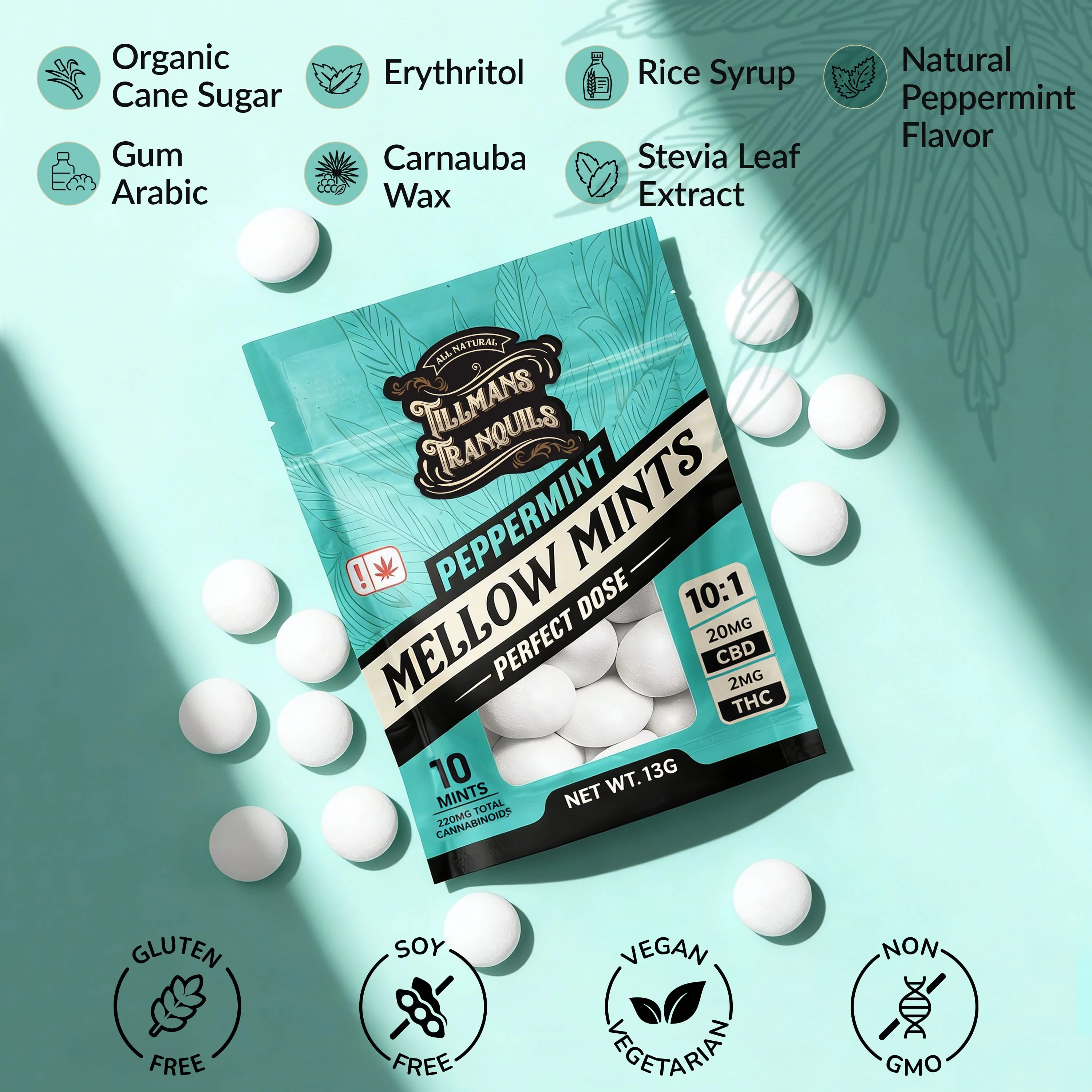 Peppermint Mellow THC Mints - 2mg Delta 9 + 10mg CBD - Image 3
