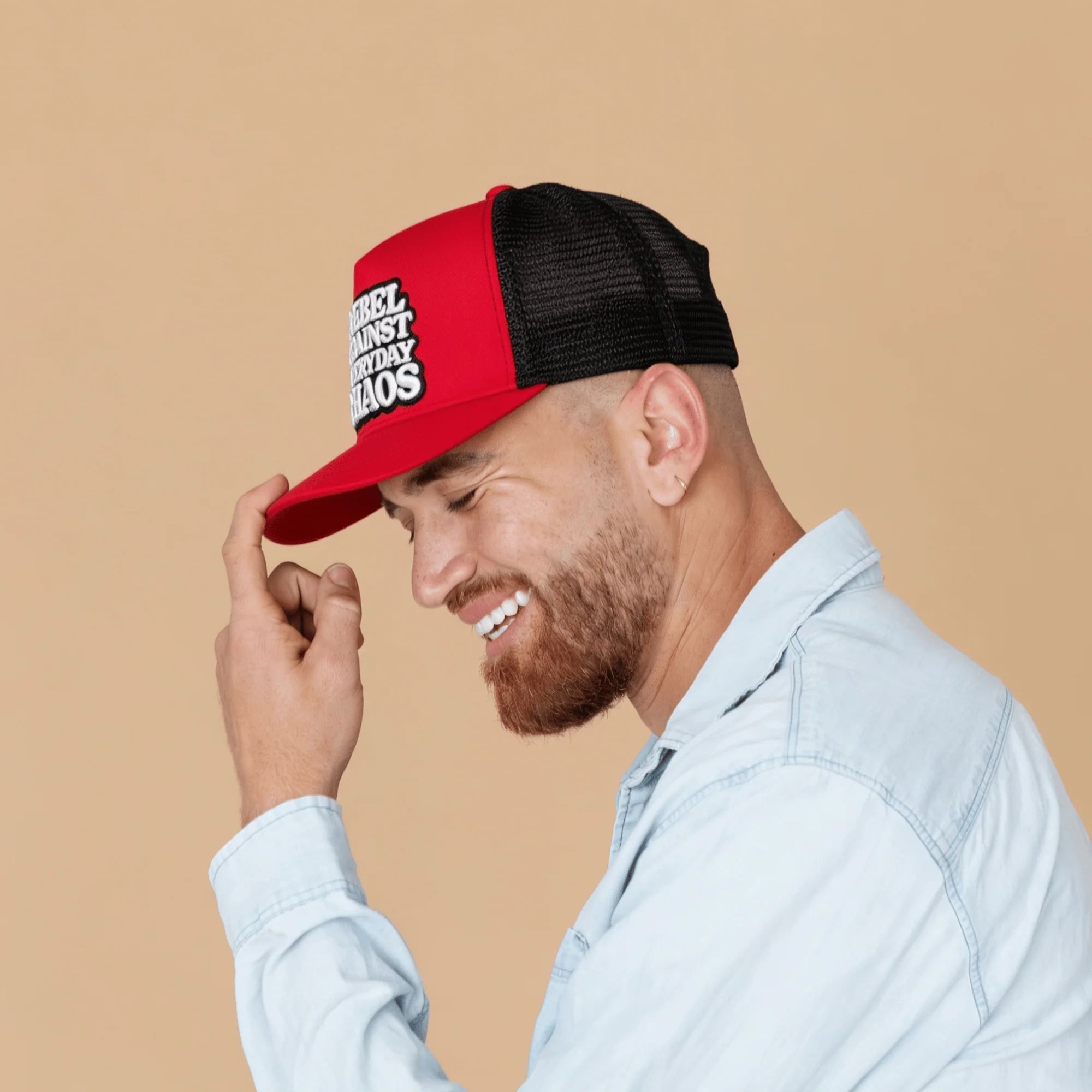 Rebel Against Everyday Chaos Two Color Trucker Hat - Image 7